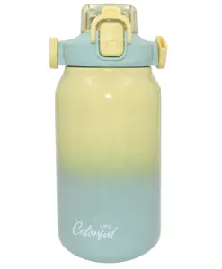 SANJARY SUS 304 Steel Water Bottle With Handle & Sticker & Strap - 1000 ml