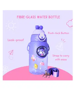 Paper Moon Kids Rabbit Push Lock Water Bottle Sipper with Strap Lavender - 500ml