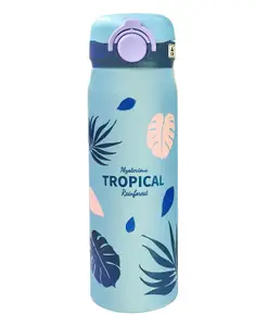 FunBlast Stainless Steel Vacuum Water Bottle with Flip Top Lid Blue - 420 ml