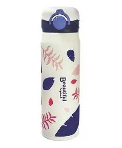FunBlast Stainless Steel Vacuum Water Bottle with Flip Top Lid White - 420 ml