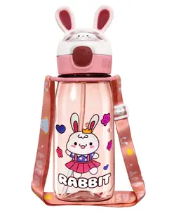 FunBlast Cute Bunny Theme School Water Bottle with Sipper Peach - 760 ml