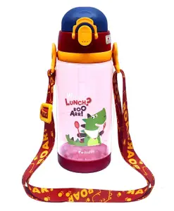 FunBlast Cartoon Themed School Water Bottle with Straw & Sipper - 600 ml