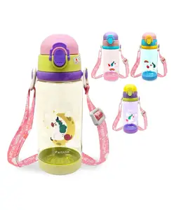 FunBlast Unicorn Theme Water Bottle with Straw Sipper & Lock - Pack of 1 Random color