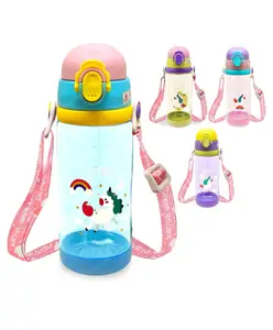 FunBlast Cartoon Themed School Water Bottle with Straw & Sipper - Color May Vary