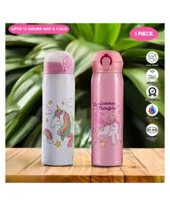 Puchku Unicorn Flask Bottle for Kids School Girls - 500 ml (random Design & Color)