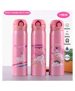 Puchku unicorn flask bottle for kids school girls Pack of 1- Multicolor
