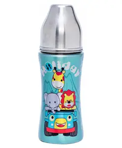 Adore Advanced Alpha 3 in 1 Printed Wideneck Stainless Steel Feeding Bottle Blue- 250ml