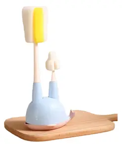 Adore Basics Dolphin 2 in 1 Spongy Bottle Cleaning Brush Kit with Stand- White