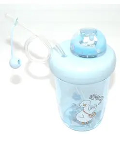 SANJARY Sipper Bottle with Straw and Lid Pack of 1 - 390 ml