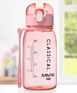 Fab N Funky Classic Water Bottle with Push Button Cap Pink - 400 ml