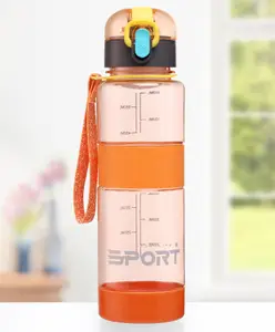 Fab N Funky Water Bottle with Push Button Cap Orange - 600 ml