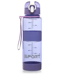 Fab N Funky Water Bottle with Push Button Cap Purple - 600 ml