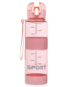 Fab N Funky Water Bottle with Push Button Cap Pink - 600 ml