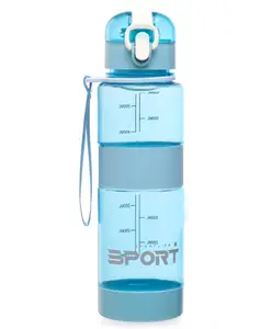 Fab N Funky Water Bottle with Push Button Cap Blue - 600 ml
