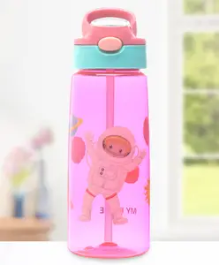 Fab N Funky Astronaut Print Plastic Sipper Water Bottle Orange - 500 ml