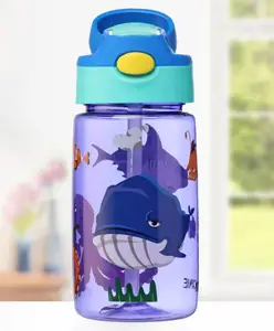 Fab N Funky Sea Life Print Sipper Water Bottle Purple - 450 ml