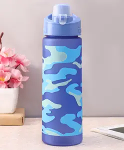 Fab N Funky Water Bottle with Camo Print Blue - 700 ml