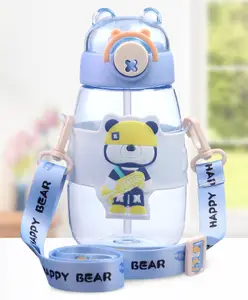 Fab N Funky Bear Theme Plastic Sipper Water Bottle Blue - 600 ml
