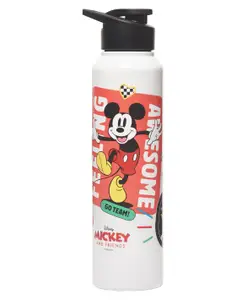 Disney by Gluman Disney Mickey Cartoon Character Printed Stainless Steel Unica 1000 Single Walled Water Bottle - 1000 ml