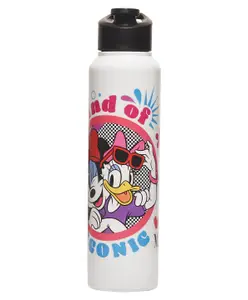 Disney by Gluman Disney Minnie Cartoon Character Printed Stainless Steel Unica 1000 Single Walled Water Bottle - 1000 ml