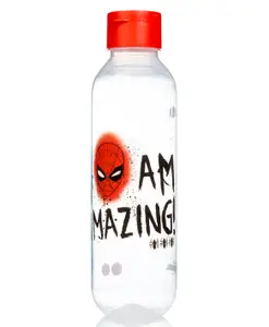 Disney by Gluman Disney Spiderman Cartoon Character Printed Plastic Claro 1100 Spout Water Bottle Anti Bacterial Leak Proof 100% Food Grade BPA Free Recyclable Reusable Spout Lid - 1100 ml