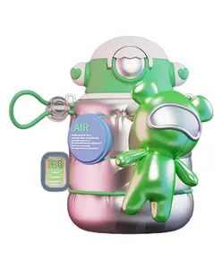 Little Surprise Box Stainless Steel Silver Astro Theme Water Bottle with Swanky Hologram Effect Matching Bottle Cover Green - 550 ml