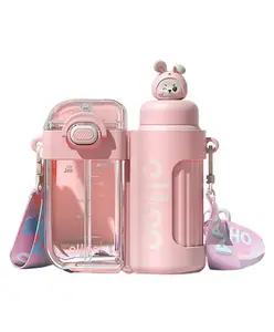 Little Surprise box Double Tumbler Pink Cartoon Detachable Set Water Bottle -720 ml