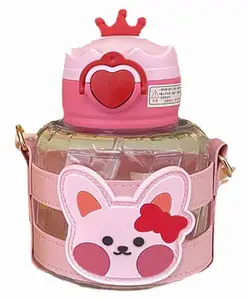 Little Surprise Box Frog With Crown Lid Water Bottle For Toddlers And Kids Pink - 600 ml
