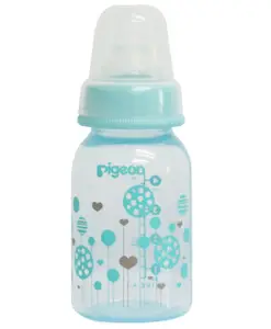 Pigeon Polypropylene Peristaltic Clear Nursing Bottle Heart Print Blue - 120 ml