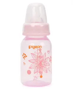 Pigeon Polypropylene Peristaltic Clear Nursing Bottle Floral Print Pink - 120 ml