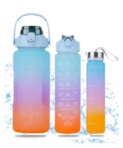 Paper Moon Set of 3 Water Bottle Gallon With Motivational Time Marker 3000 ml - Color May Vary