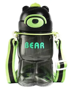 FunBlast Cute Design Water Bottle with Sipper and Strap Black - 800 ml