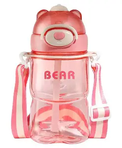 FunBlast Cute Design Water Bottle with Sipper and Strap Pink - 800 ml