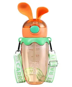 FunBlast Cute Design Water Bottle with Sipper and Strap Orange - 580 ml
