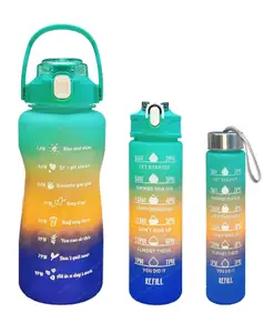 FunBlast Set of 3 Sipper Water Bottles with Time Marker Pack of 3 Multicolor