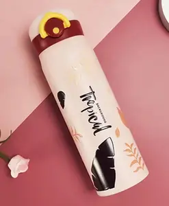 SCHOOLISH Stainless Steel Vacuum Insulated Leak Proof Office Gym Home Hiking Trekking Travel Bottle Color May Vary - 420 ml