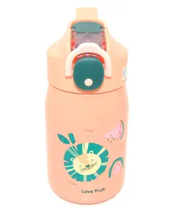 Sanjary Water Bottle Hot and Cold Stainless Steel Water Bottle for Kids Leak Proof Water Bottle Double Walled Vacuum Insulated Thermos Flask with Straw Magenta - 400 ml