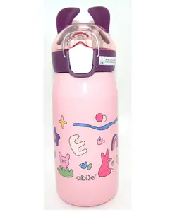 Sanjary Rabbit Ear Insulated Sipper Bottle with Straw and Push Lock Pink - 530 ml colour may vary