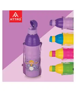 Attro Sky Kool Sip 600 Inner Stainless Steel Insulated Water Bottle with Belt Purple - 490 ml