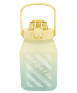 House of Quirk Water Bottle with Straw also Lock Cover & Leak Proof Yellow Blue- 1.5 Litre