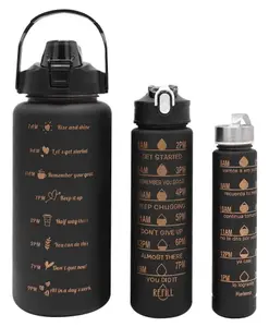 House of Quirk 3 Water Bottle with Straw -Black