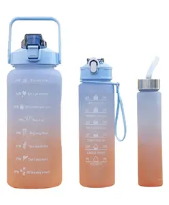House of Quirk 3 Water Bottle with Straw - Blue Orange