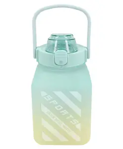 House of Quirk Water Bottle with Straw also Lock Cover & Leak Proof Blue Yellow- 1.5 Litre