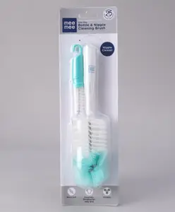 Mee Mee Easy Grip Thick Bristles Bottle and Nipple Cleaning Brush for Regular & Wide Neck Bottles - Green