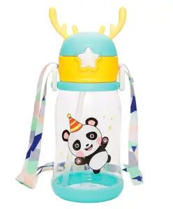 Paper Moon Deer Horn Design 600ml Water Bottle Sipper with Strap (Color May Vary)