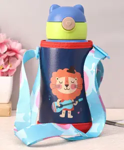 Kuber Industries Water Bottle With Cover Blue - 500 ml