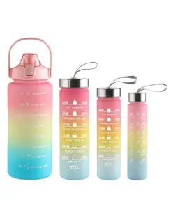 Luvlittle Set of 4 Water Bottle with Motivational Time Marker Leakproof Durable Non-Toxic Sipper Bottle -Multicolor (4 pcs Bottle)