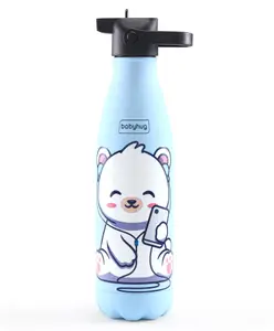Babyhug Koala Print Double Wall Steel Sipper Blue - 500 ml