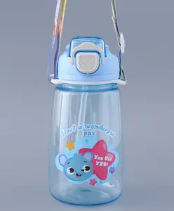 Fab N Funky Sipper Bottle with Strap Mouse Print Blue - 650 ml