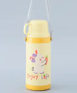 Fab N Funky Flask with Strap Yellow - 400 ml (Print May Vary)